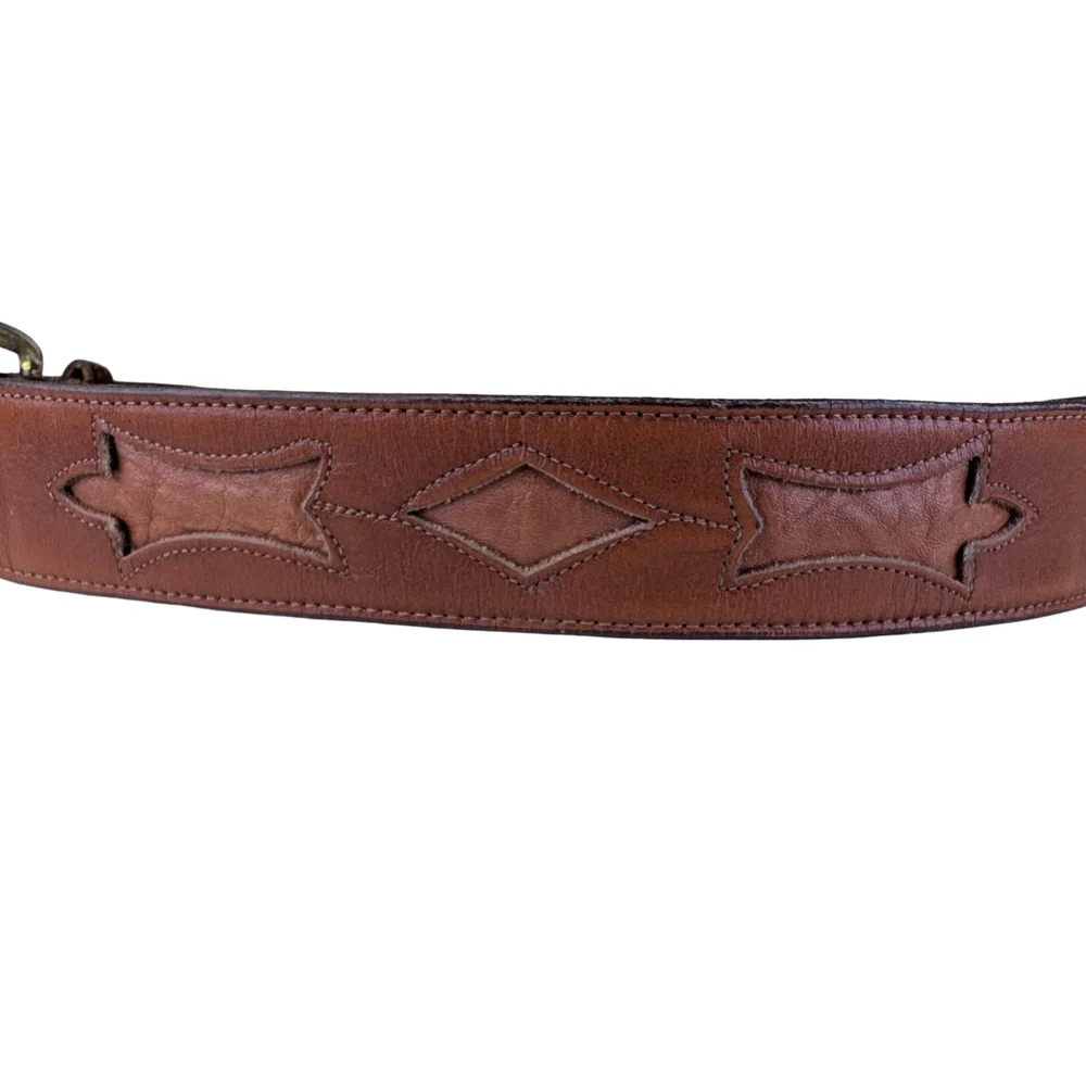 Justin Brown Leather Western Cutout Belt Removable Buckle 1.5" Wide | Size 38 - Picture 7 of 9